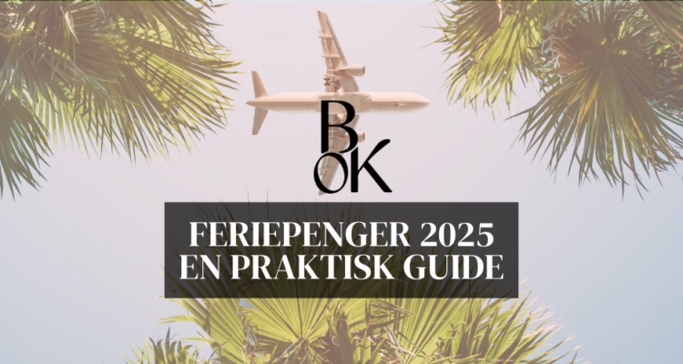 Fly sett nedenfra med palmer i bakgrunnen og teksten "Feriepenger 2025" i bildet